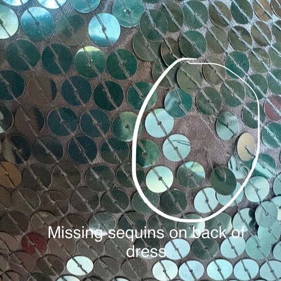 VTG Niteline Della Roufogali Mini Dress Sz 4 Green Gold Sequins Cocktail Party - Picture 14 of 15